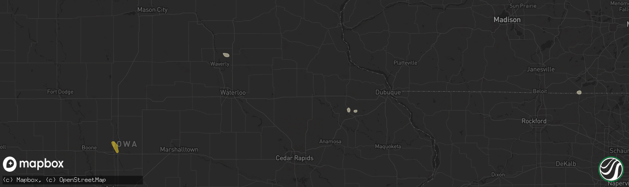 Hail map in Manchester, IA on July 23, 2024