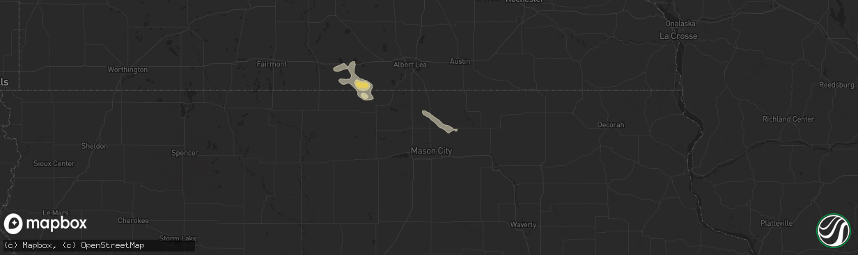 Hail map in Manly, IA on July 23, 2024