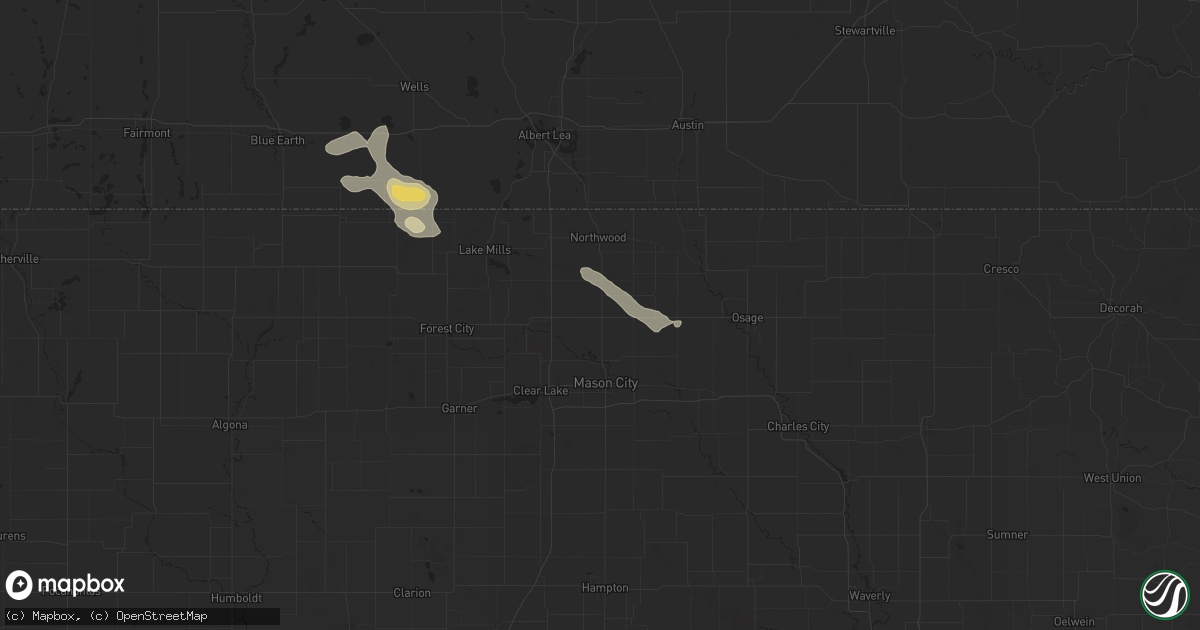 Hail map in Manly, IA on July 23, 2024