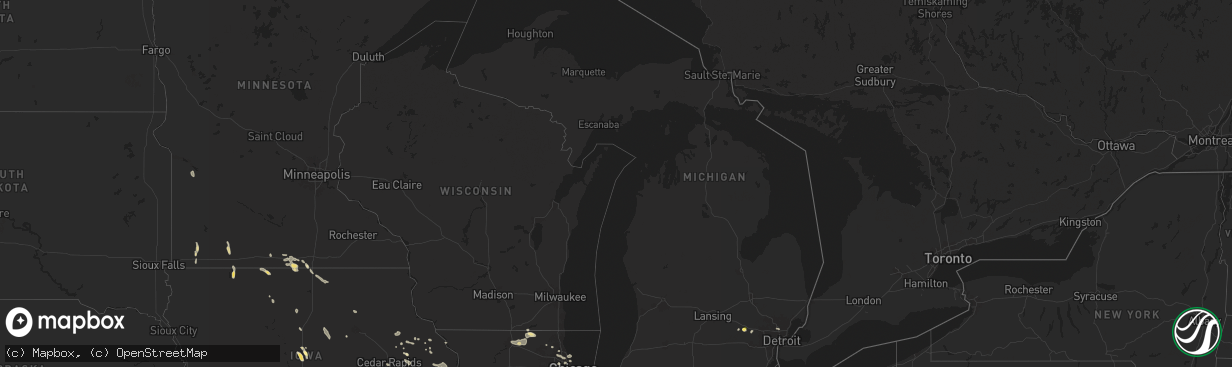 Hail map in Michigan on July 23, 2024