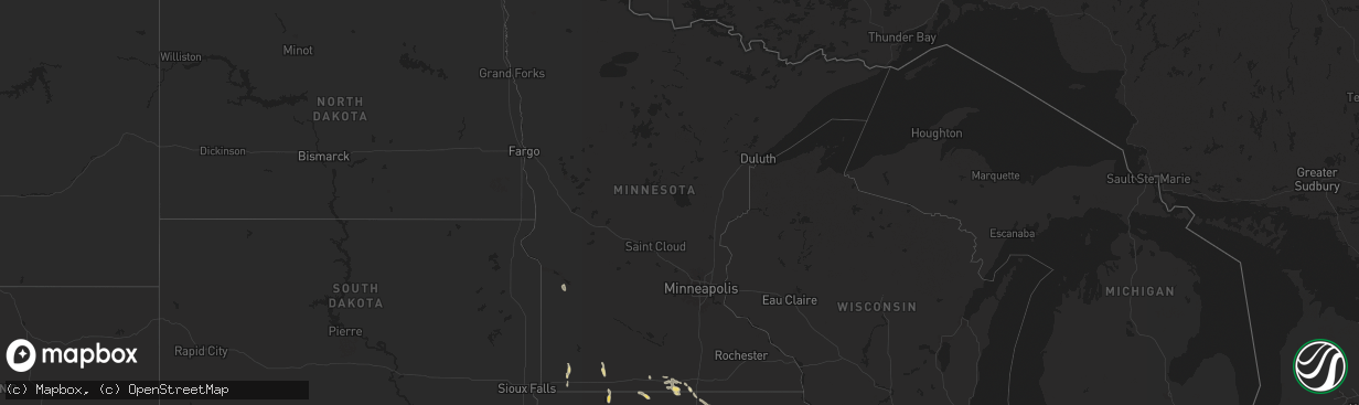 Hail map in Minnesota on July 23, 2024