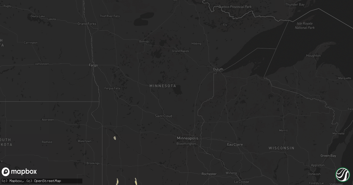 Hail map in Minnesota on July 23, 2024