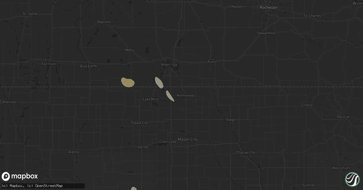 Hail map in Northwood, IA on July 23, 2024