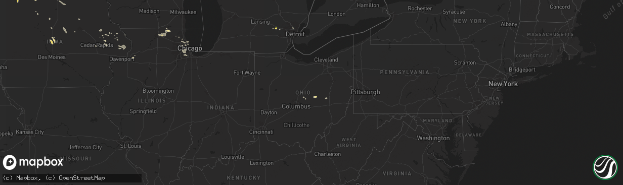 Hail map in Ohio on July 23, 2024