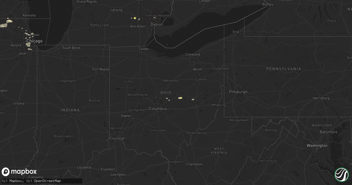 Hail map in Ohio on July 23, 2024