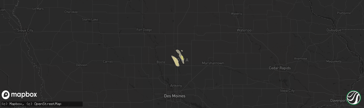 Hail map in Roland, IA on July 23, 2024