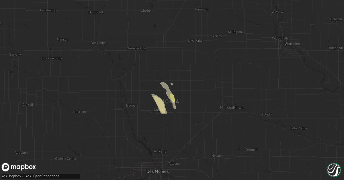 Hail map in Roland, IA on July 23, 2024