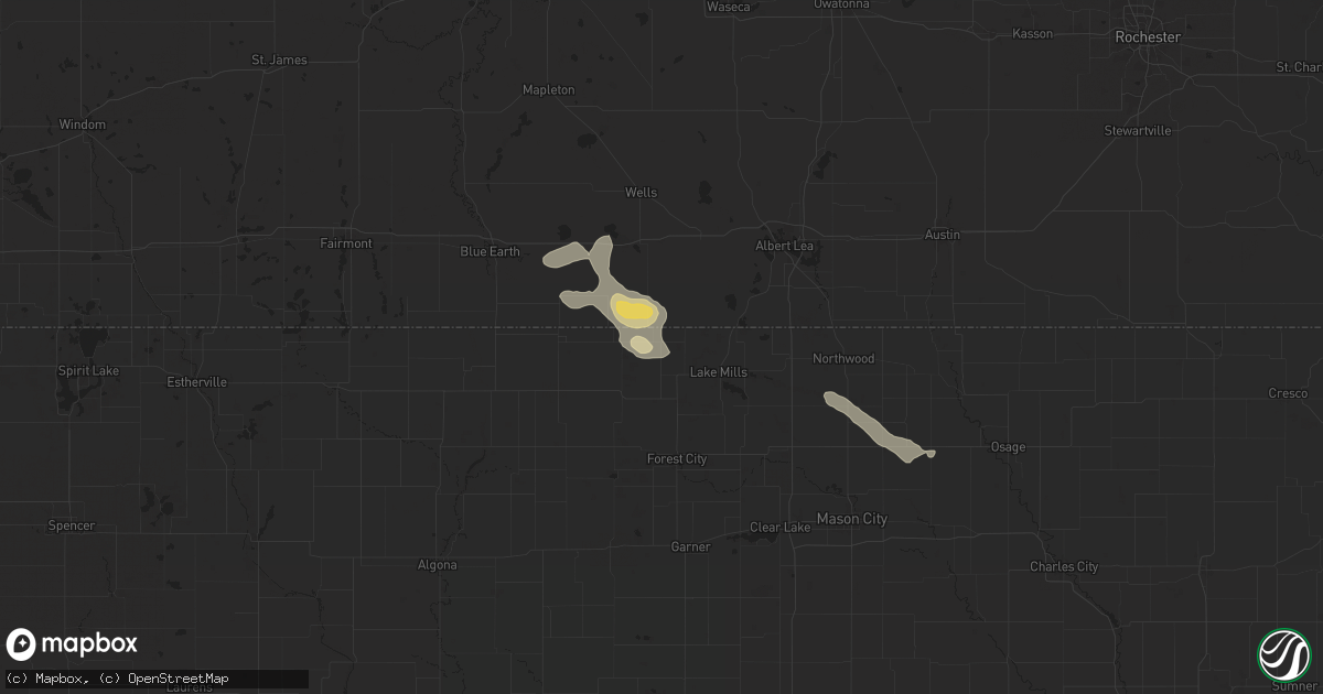 Hail map in Scarville, IA on July 23, 2024