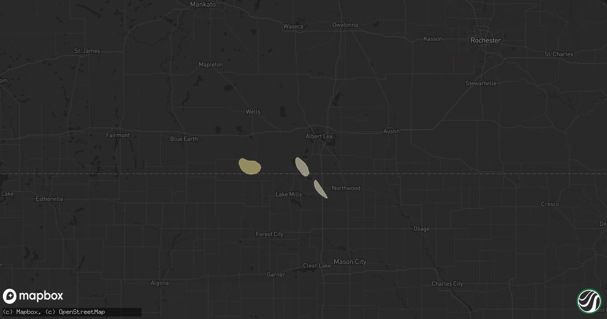 Hail map in Twin Lakes, MN on July 23, 2024