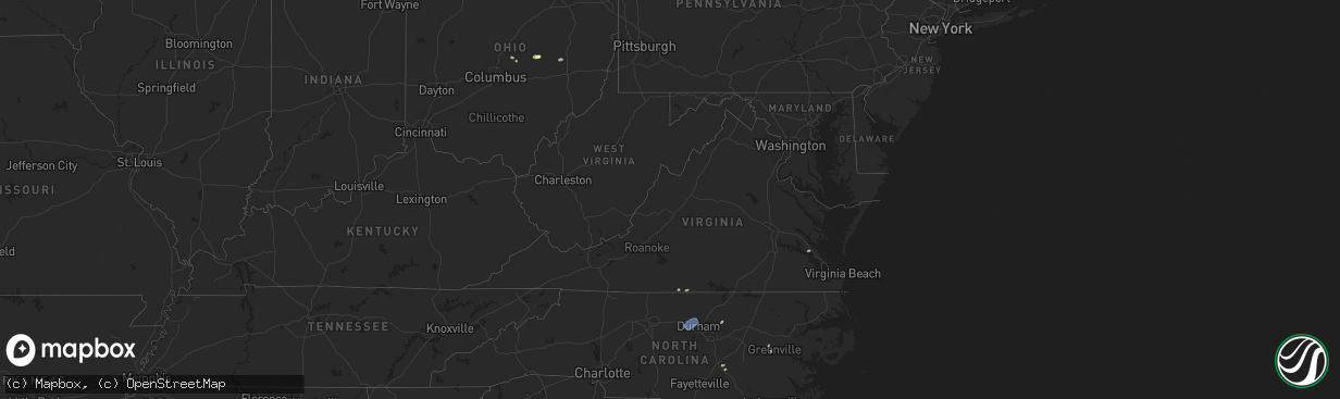 Hail map in Virginia on July 23, 2024