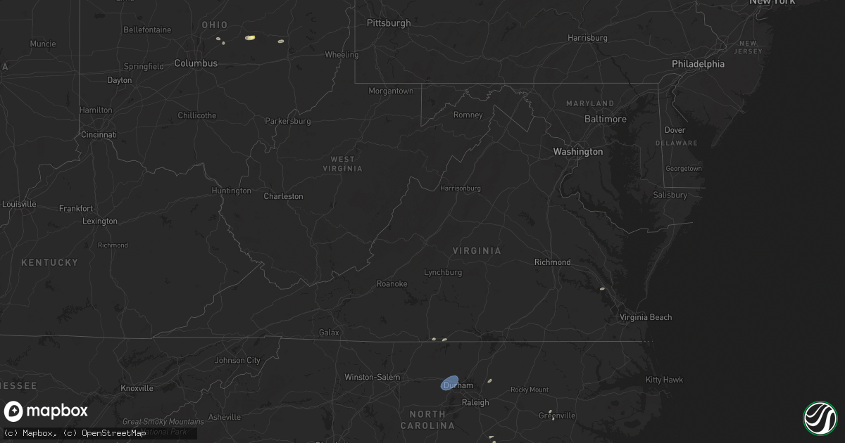 Hail map in Virginia on July 23, 2024