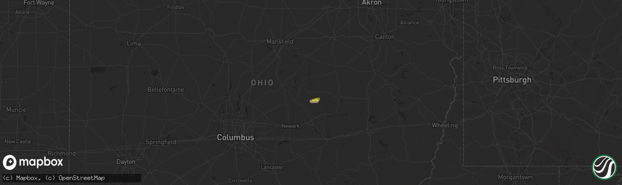 Hail map in Walhonding, OH on July 23, 2024