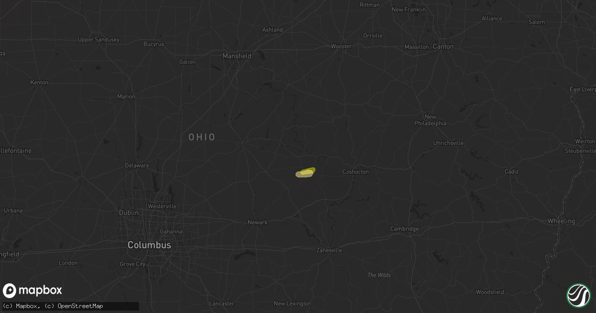 Hail map in Walhonding, OH on July 23, 2024