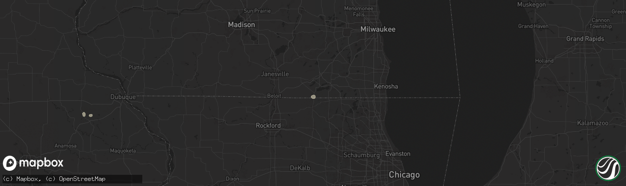 Hail map in Walworth, WI on July 23, 2024