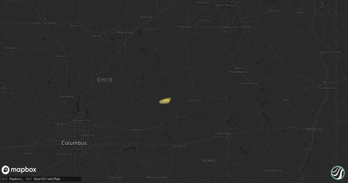 Hail map in Warsaw, OH on July 23, 2024