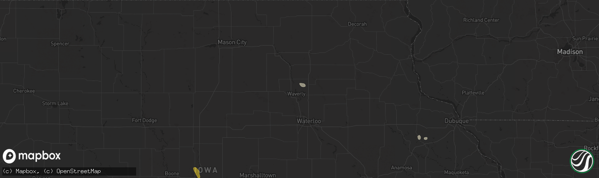 Hail map in Waverly, IA on July 23, 2024