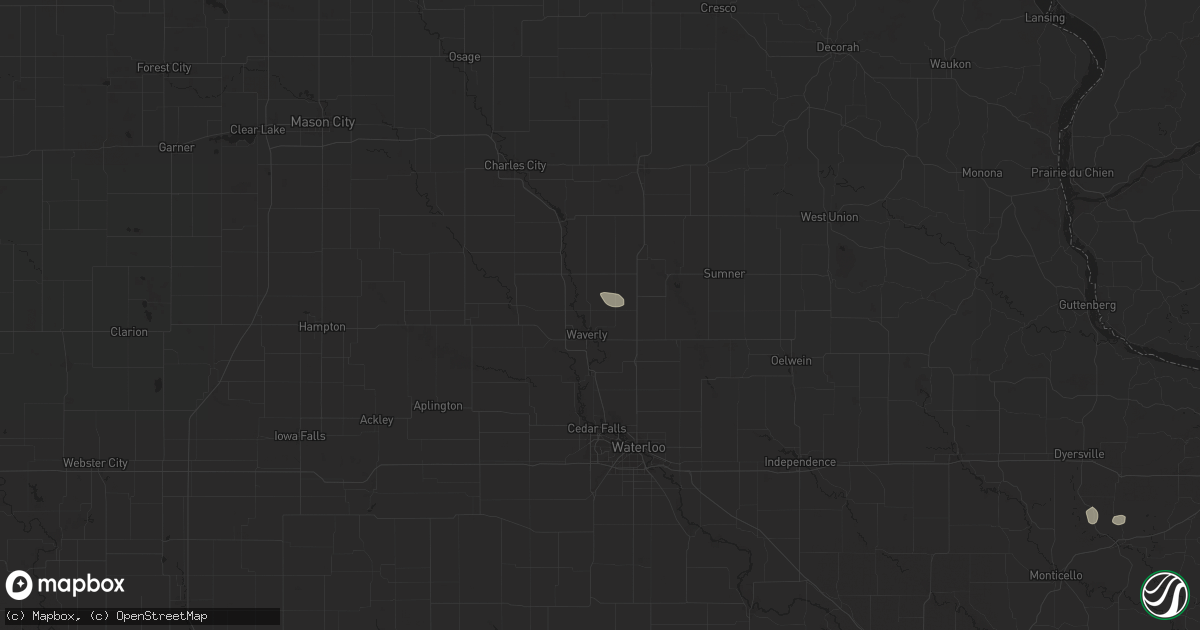 Hail map in Waverly, IA on July 23, 2024