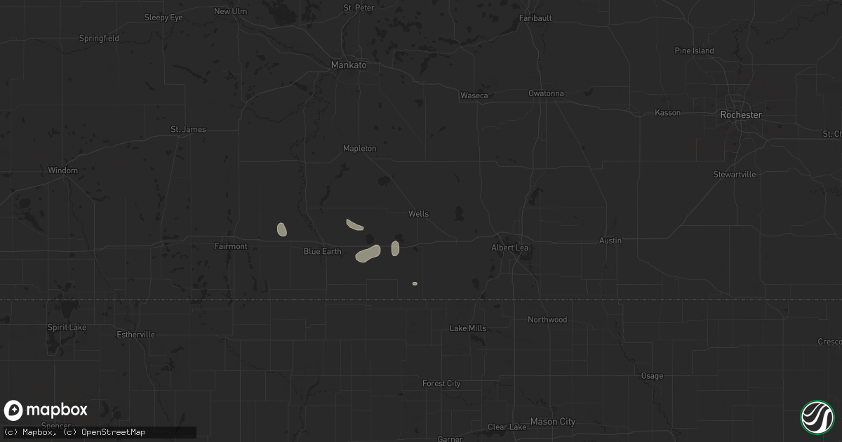 Hail map in Wells, MN on July 23, 2024