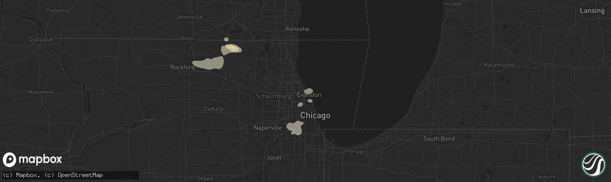 Hail map in Wilmette, IL on July 23, 2024