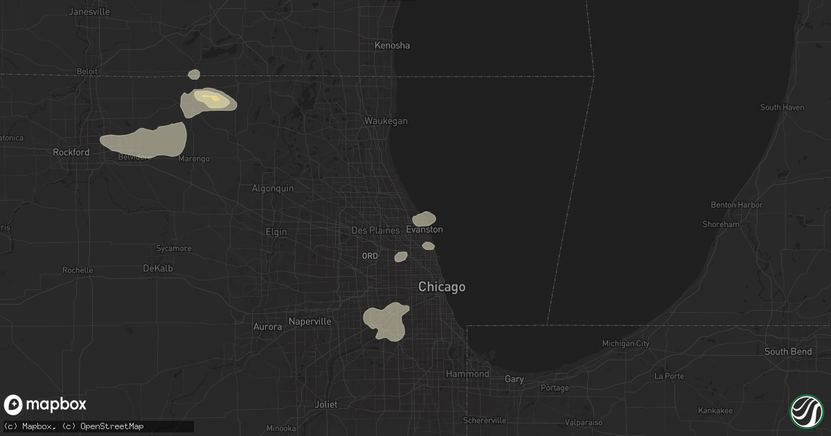 Hail map in Wilmette, IL on July 23, 2024