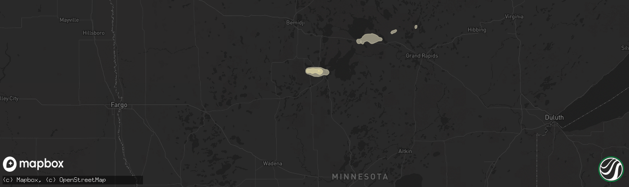 Hail map in Akeley, MN on July 23, 2025