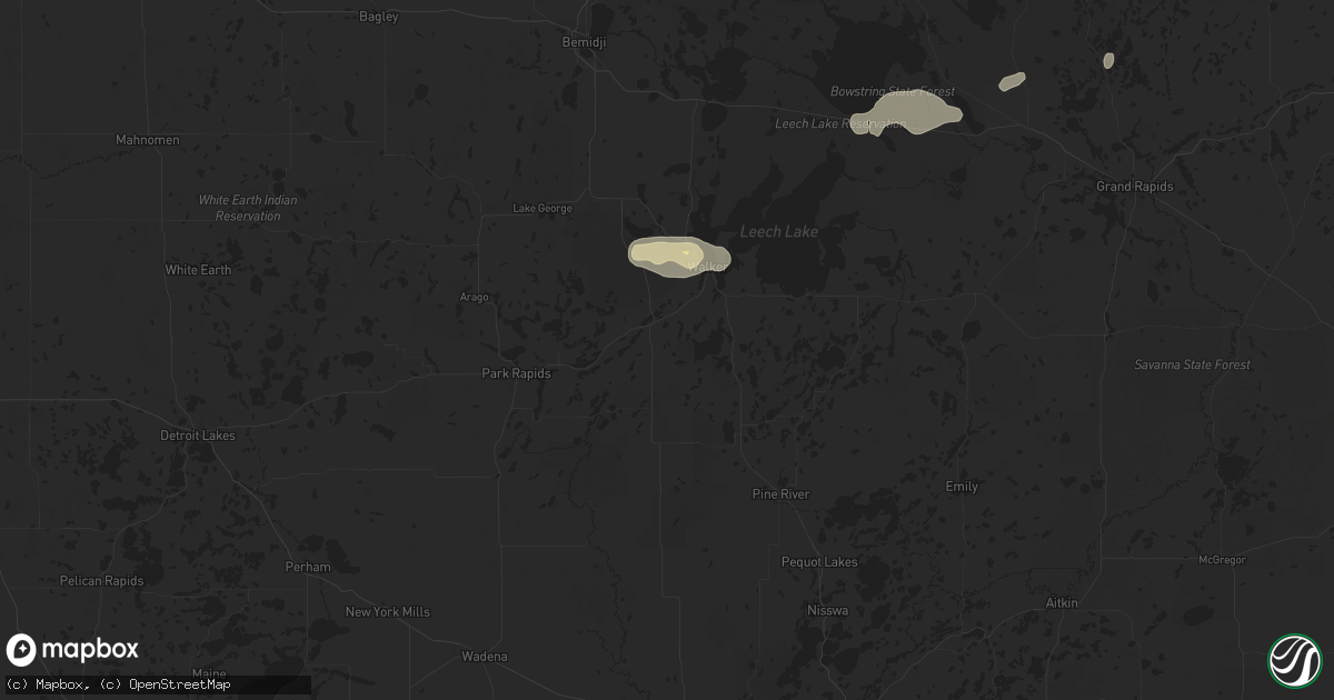 Hail map in Akeley, MN on July 23, 2025