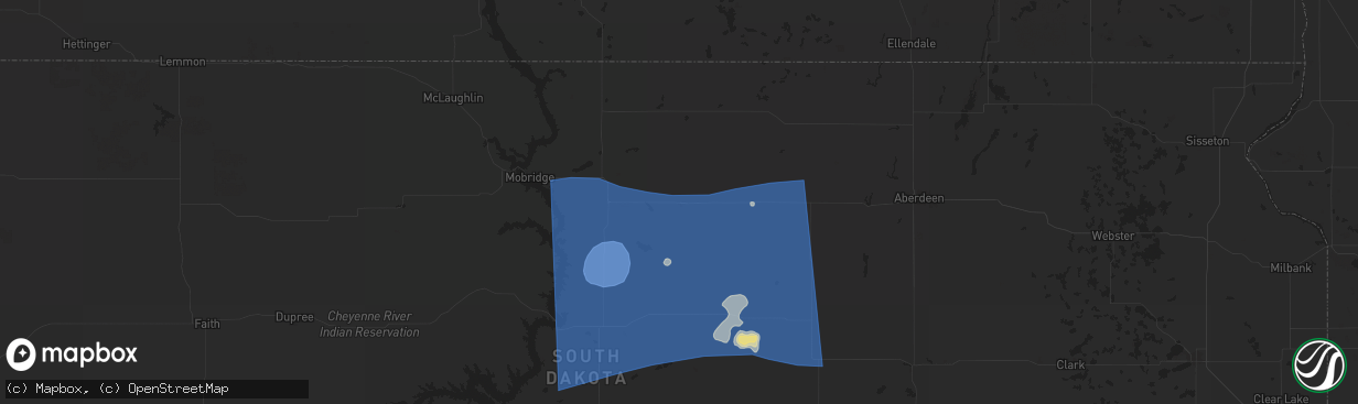 Hail map in Bowdle, SD on July 23, 2025