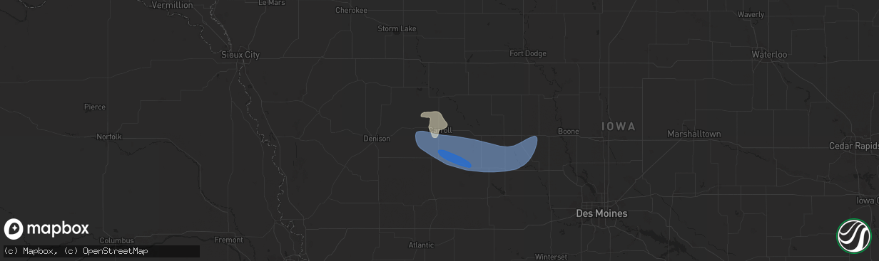 Hail map in Carroll, IA on July 23, 2025