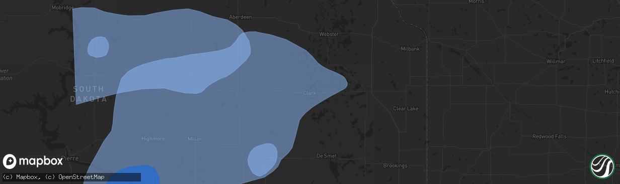 Hail map in Clark, SD on July 23, 2025