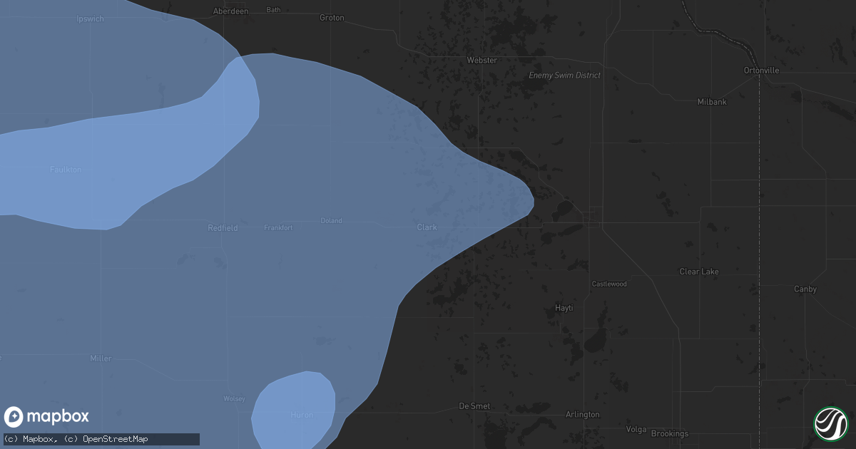 Hail map in Clark, SD on July 23, 2025