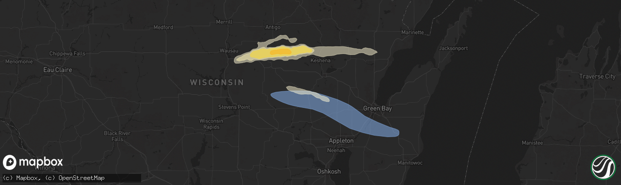 Hail map in Clintonville, WI on July 23, 2025