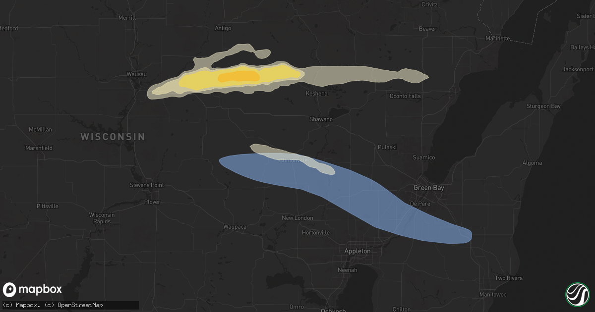 Hail map in Clintonville, WI on July 23, 2025