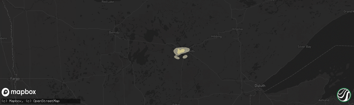 Hail map in Cohasset, MN on July 23, 2025