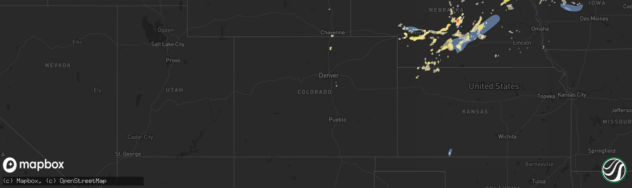 Hail map in Colorado on July 23, 2025
