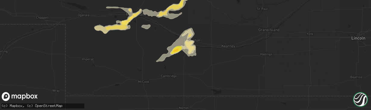 Hail map in Elwood, NE on July 23, 2025
