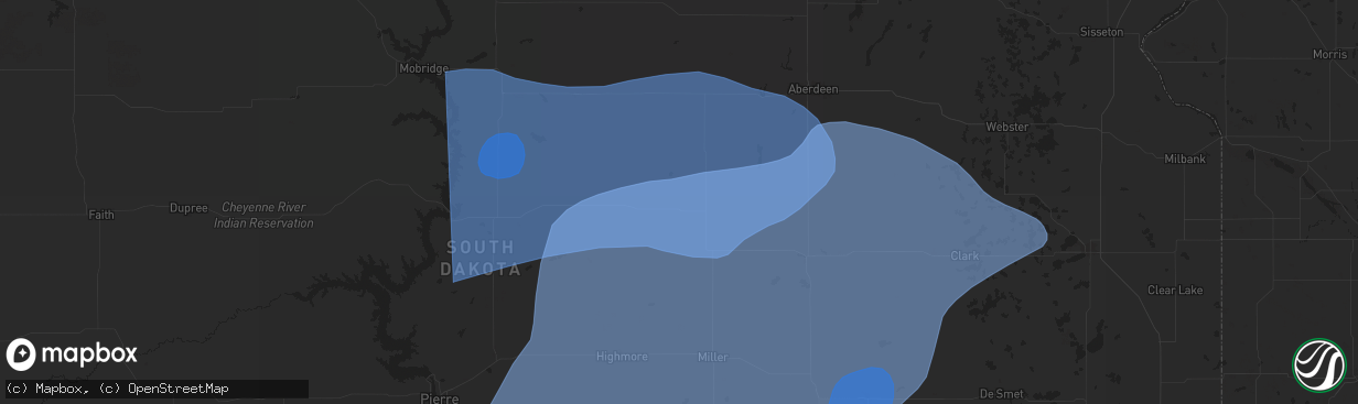 Hail map in Faulkton, SD on July 23, 2025
