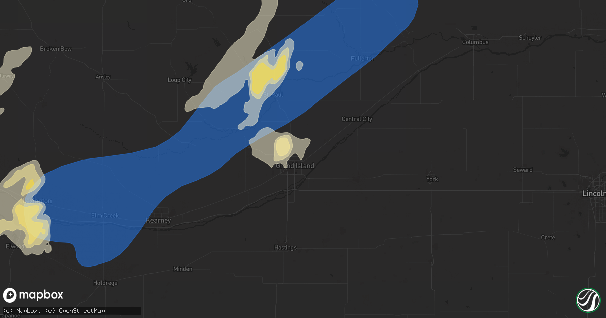 Hail map in Grand Island, NE on July 23, 2025