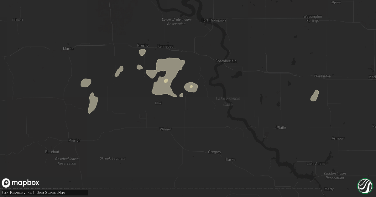 Hail map in Hamill, SD on July 23, 2025