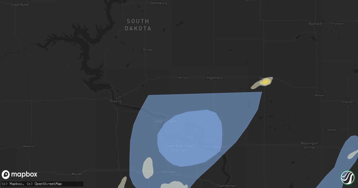 Hail map in Harrold, SD on July 23, 2025