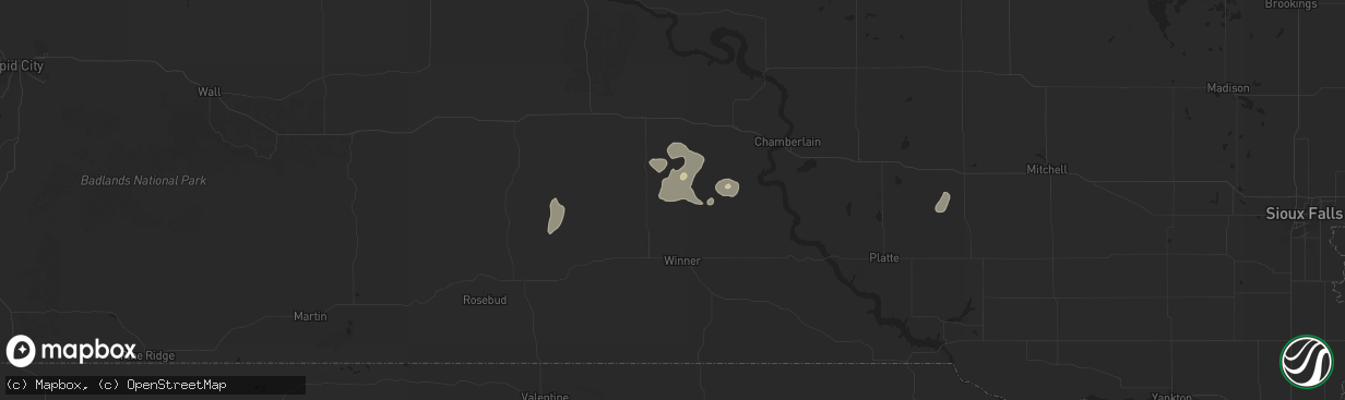 Hail map in Ideal, SD on July 23, 2025