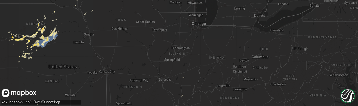 Hail map in Illinois on July 23, 2025