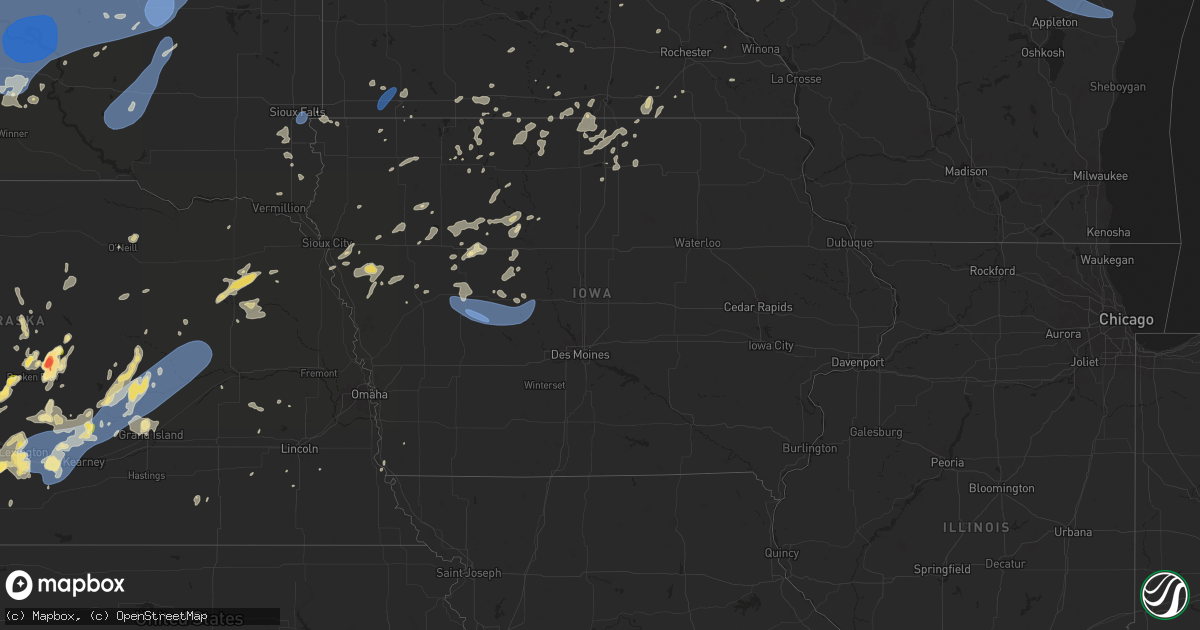 Hail map in Iowa on July 23, 2025
