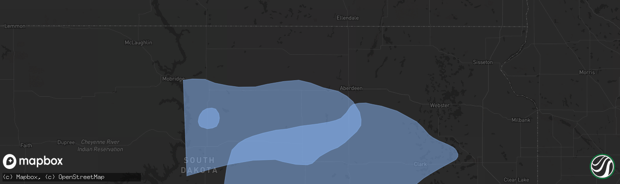Hail map in Ipswich, SD on July 23, 2025