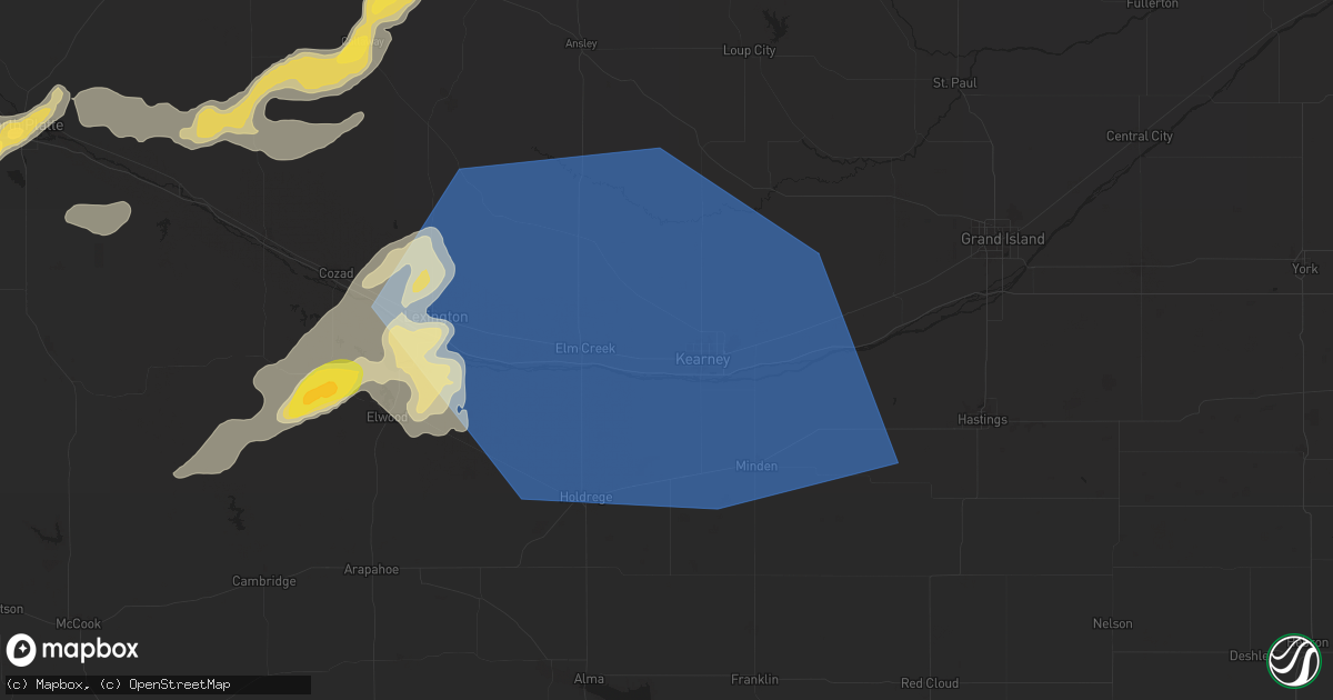 Hail map in Kearney, NE on July 23, 2025