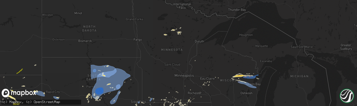Hail map in Minnesota on July 23, 2025