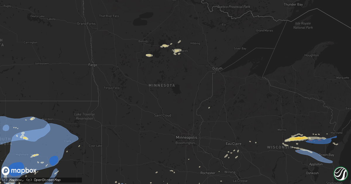 Hail map in Minnesota on July 23, 2025