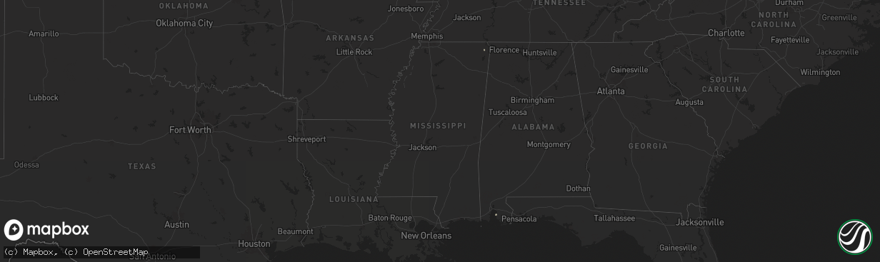 Hail map in Mississippi on July 23, 2025