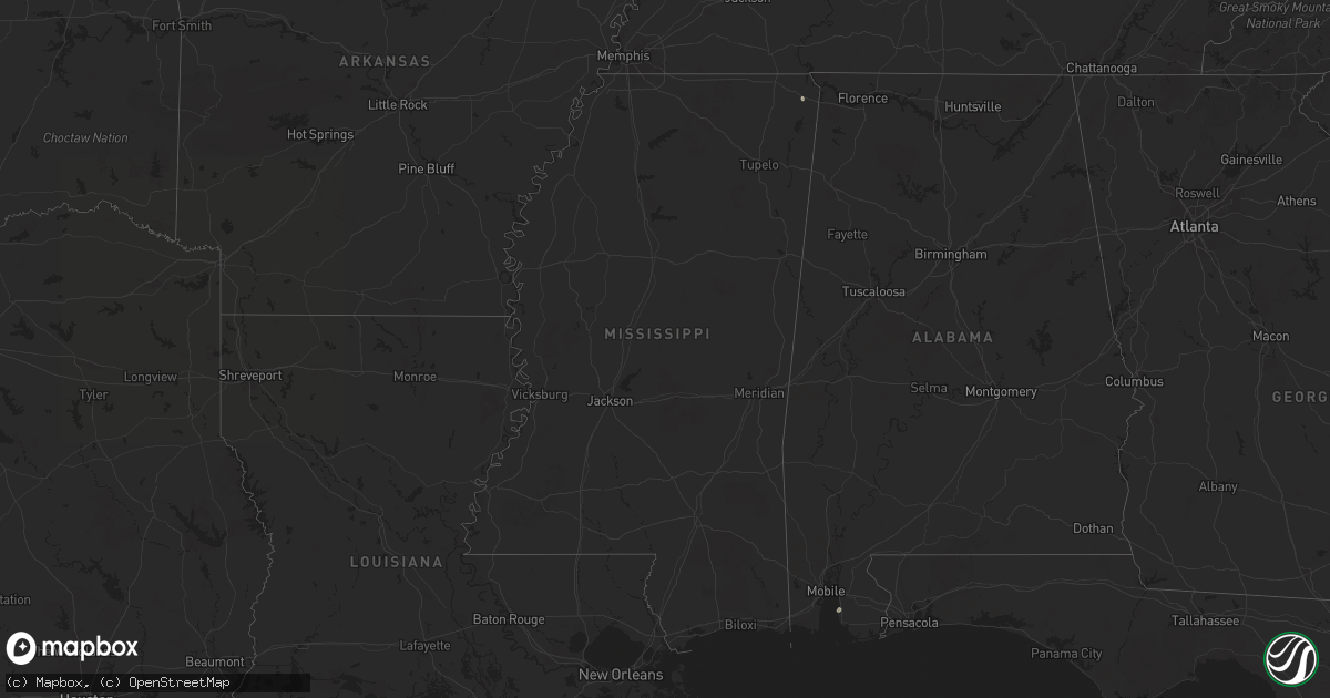 Hail map in Mississippi on July 23, 2025