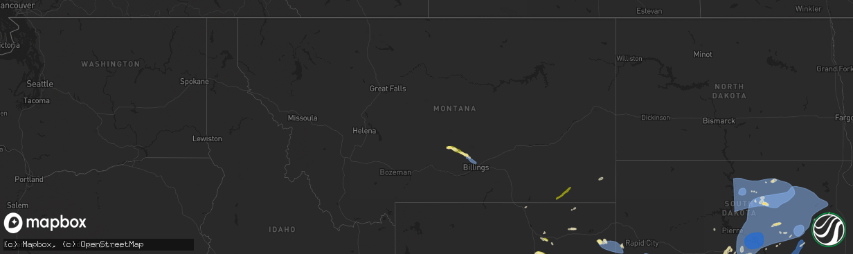 Hail map in Montana on July 23, 2025