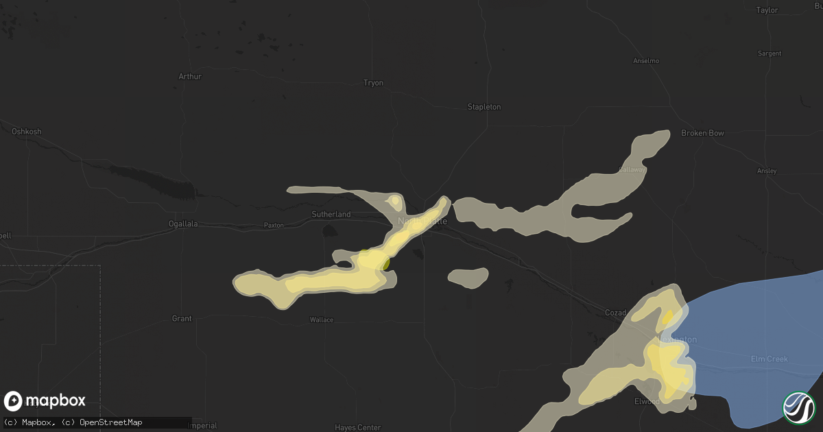 Hail map in North Platte, NE on July 23, 2025